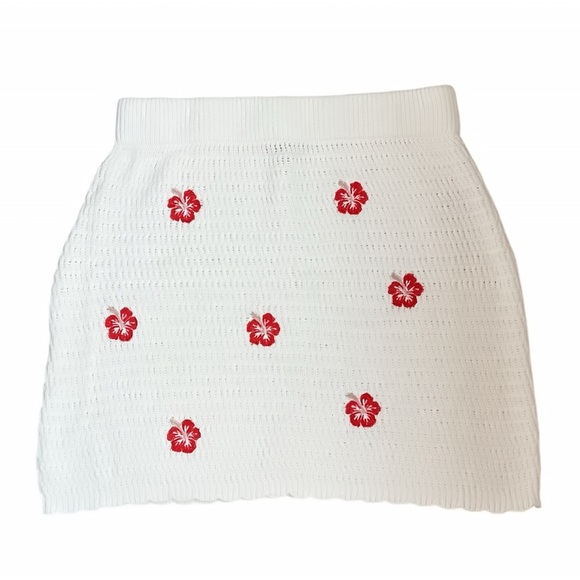 Wild Fable Crochet Knit Set White Hibiscus Skirt (M) & Crop Top (S) 100% Cotton - Picture 13 of 13
